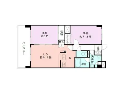 トゥールドゥソレイユ(2LDK/5階)の間取り写真