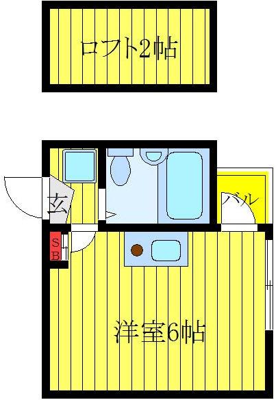 BLESSハナサ(ワンルーム/2階)の間取り写真