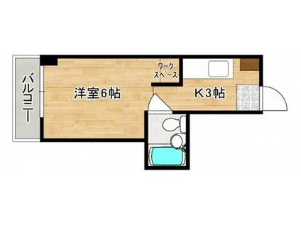 宇品コーポ(ワンルーム/3階)の間取り写真