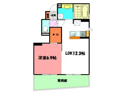 ビューソフィア(1LDK/1階)の間取り写真