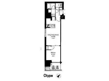 フレンシア浅草橋(1LDK/3階)の間取り写真