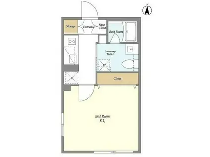 ガーデンレジデンス恵比寿(1K/1階)の間取り写真