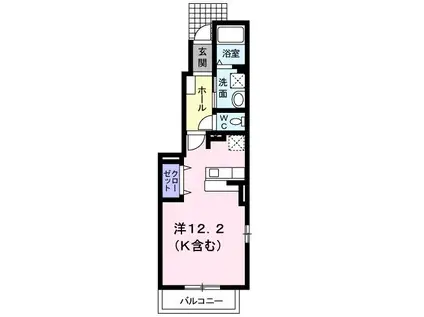 カーサフェリーチェD(ワンルーム/1階)の間取り写真