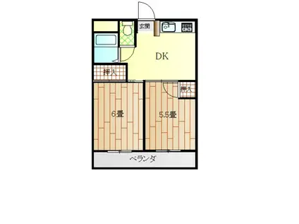 イータウン応神(2DK/1階)の間取り写真