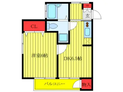 冨田荘(1DK/2階)の間取り写真