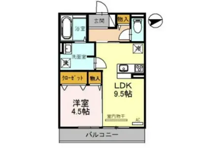 ランビエンス雅(1LDK/1階)の間取り写真