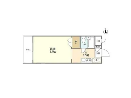 立花ハイツ(ワンルーム/1階)の間取り写真