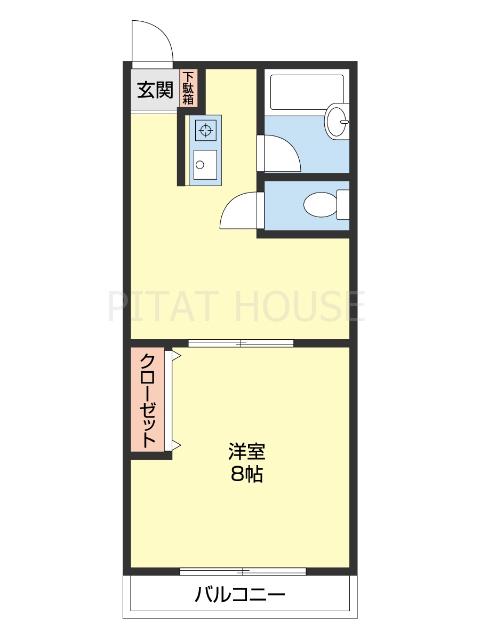 ブルーハイツ塩屋(1K/2階)の間取り写真