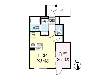 カーサグラシア中江(1LDK/1階)の間取り写真