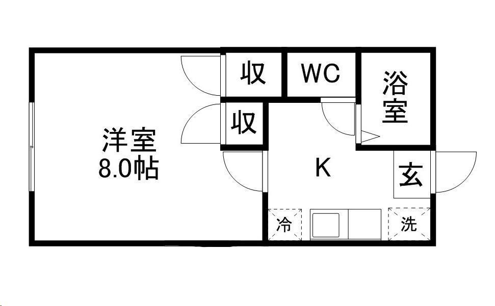 仙台市地下鉄南北線 台原駅 徒歩11分 2階建 築34年(1K/1階)の間取り写真