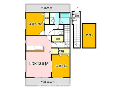 ヴィオーレ直方(2LDK/2階)の間取り写真