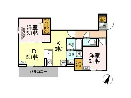 D PAINA 保土ケ谷(2LDK/3階)の間取り写真