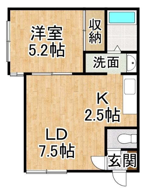 パレ豊岡(1DK/2階)の間取り写真