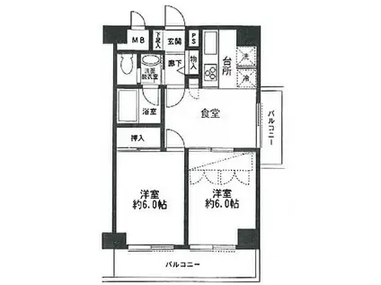 東急ドエル・アルス音羽II(2DK/8階)の間取り写真