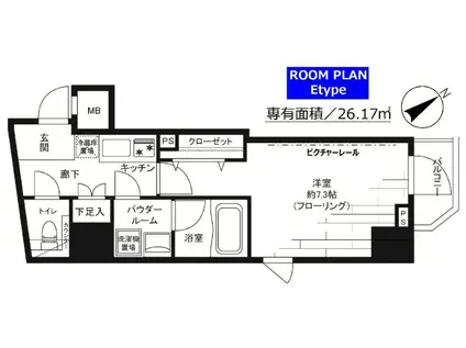 グランドコンシェルジュ麻布(1K/5階)の間取り写真