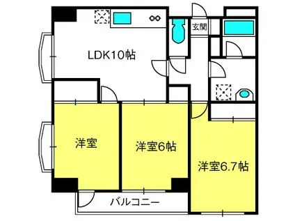 レジデンス大宮(3LDK/2階)の間取り写真