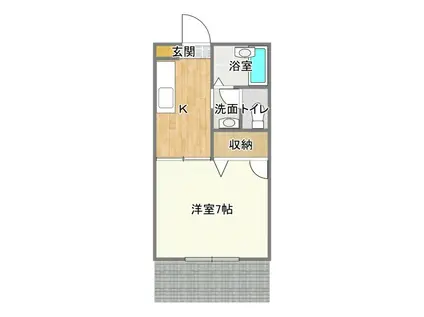 キュービックハイツ(1K/1階)の間取り写真