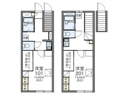 レオパレスタートル(1K/2階)の間取り写真