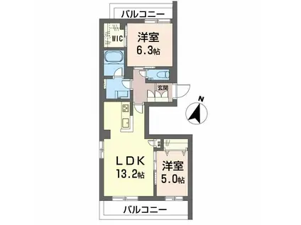 AZURE東雲(2LDK/3階)の間取り写真