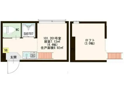 レジデンス赤羽(ワンルーム/2階)の間取り写真