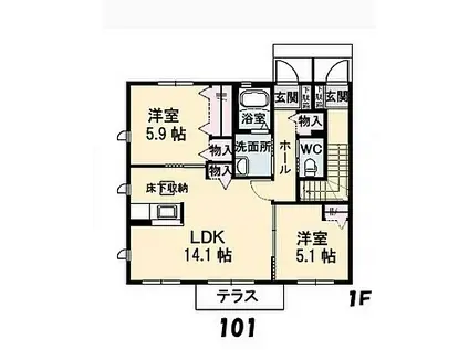 SIN嶋山-II(2LDK/1階)の間取り写真