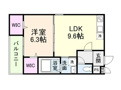 フジパレス鶴原(1LDK/3階)の間取り写真