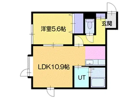 BARRY厚別駅前(1LDK/2階)の間取り写真