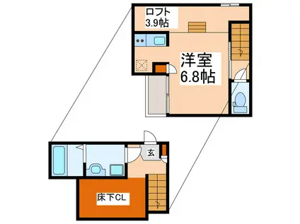 ADC新水前寺ミューナ(1K/2階)の間取り写真