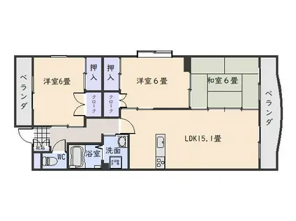 グリーンヒル(3LDK/3階)の間取り写真