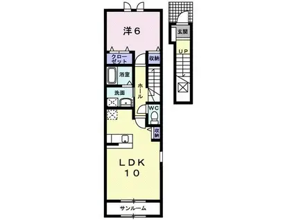 コーナーズ ワン(1LDK/2階)の間取り写真