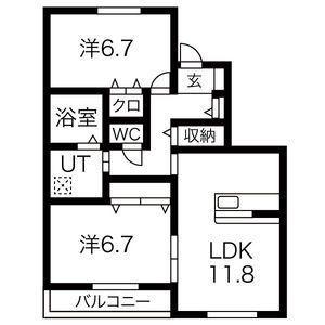 ＪＲ常磐線 相馬駅 徒歩21分 2階建 築11年(2LDK/1階)の間取り写真