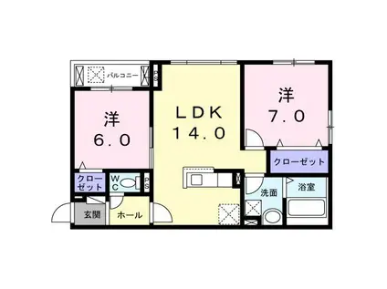 トミー コンフォート(2LDK/1階)の間取り写真