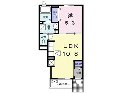 ＪＲ相模線 番田駅(神奈川) 徒歩9分 2階建 築3年(1LDK/1階)の間取り写真
