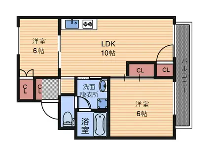 エレガンツァカーサ(2LDK/2階)の間取り写真