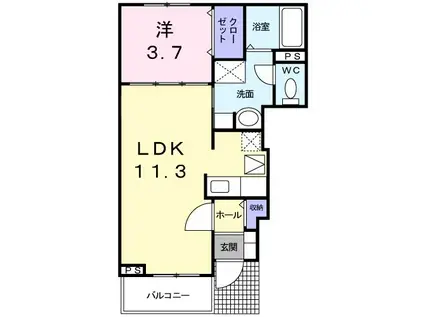 ハートリーコーポC(1LDK/1階)の間取り写真