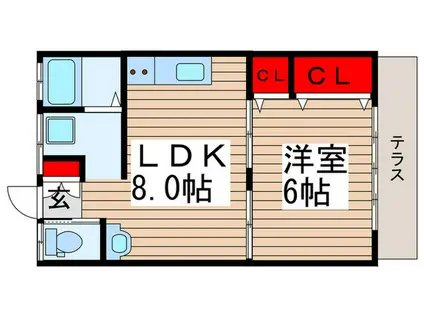 第2メゾン若竹(1LDK/1階)の間取り写真