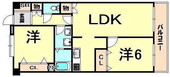 HIYODORI(2LDK/3階)の間取り写真