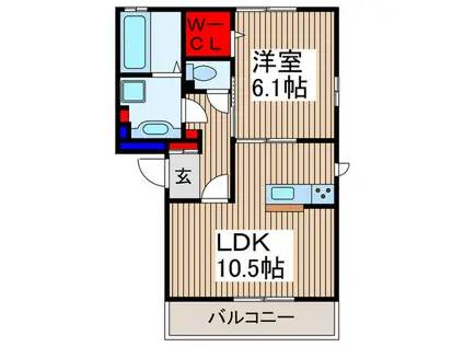 ネフェルタリ(1LDK/1階)の間取り写真