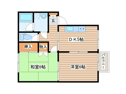 ハイツYU(2DK/1階)の間取り写真