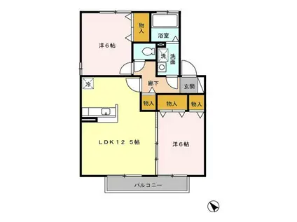 エスポワール昭和B棟(2LDK/2階)の間取り写真