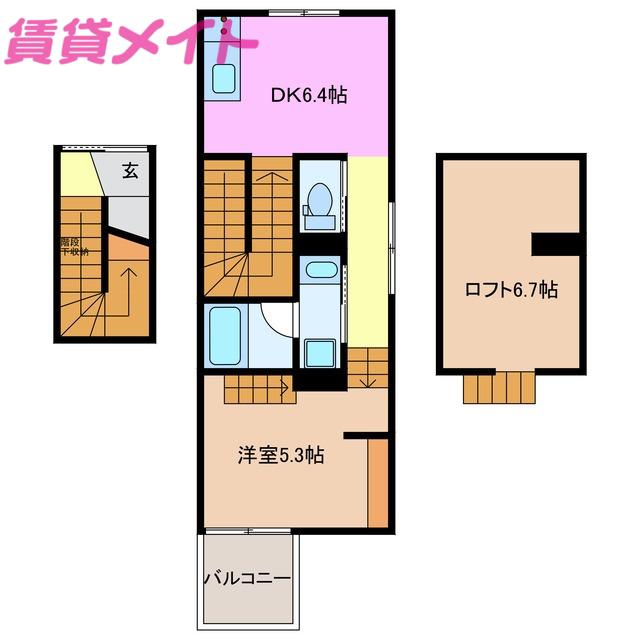 ブルーム ライラック(1DK/2階)の間取り写真