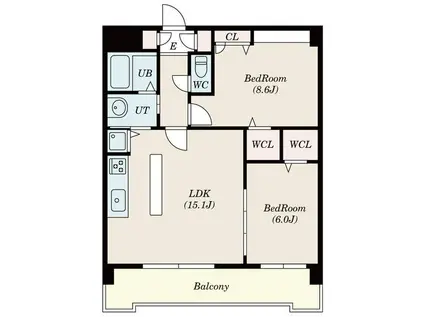 ピオーネ覚王山(2LDK/2階)の間取り写真