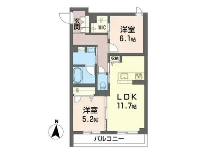 ベルフルール(2LDK/2階)の間取り写真