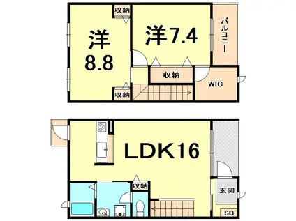 シャーメゾン北夙川 A棟(2LDK/1階)の間取り写真