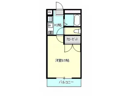 ふたつかの里II(1K/2階)の間取り写真