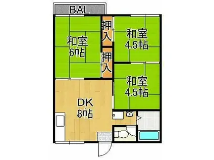 光明サンハイツ(3DK/2階)の間取り写真