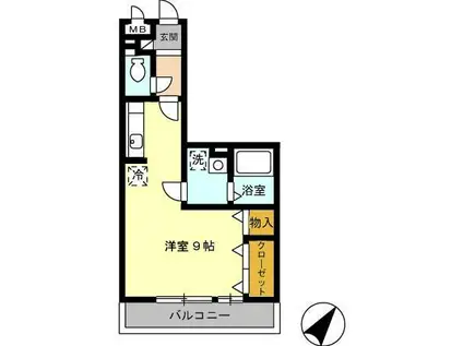 パークハイム A棟(ワンルーム/3階)の間取り写真