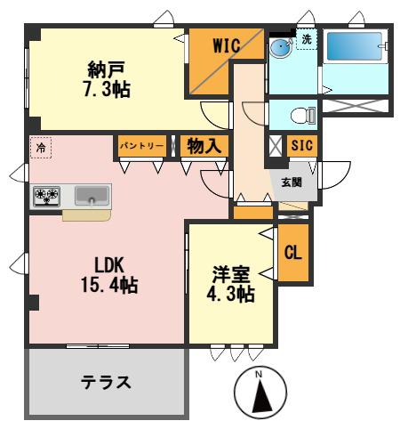 ノエル高砂(1SLDK/1階)の間取り写真