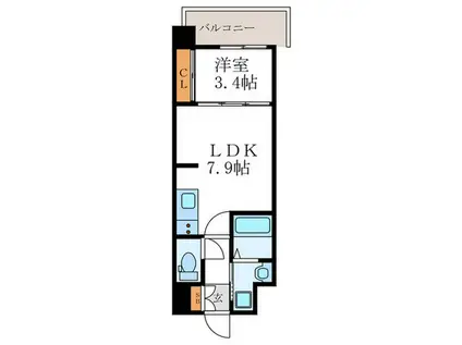 フォーリアライズ京都大将軍(1LDK/6階)の間取り写真