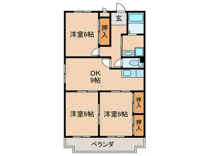 ウイング鳴海(3DK/1階)の間取り写真